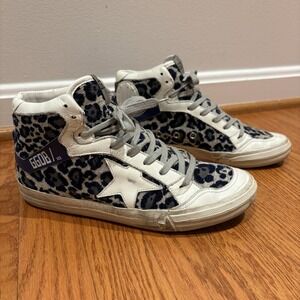 Golden Goose VCE 2.12 High‎ Top Shoes Womens Size 38 Blue Leopard Made in Italy